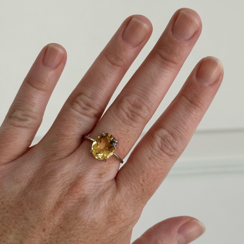 Genuine Citrine Solitaire Ring in Sterling Silver 4.80ct Citrine - ring size 10 - Picture 7 of 10